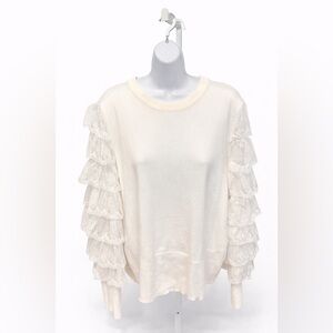 Beautiful Ivory Sweater with Lace Ruffle Sleeves